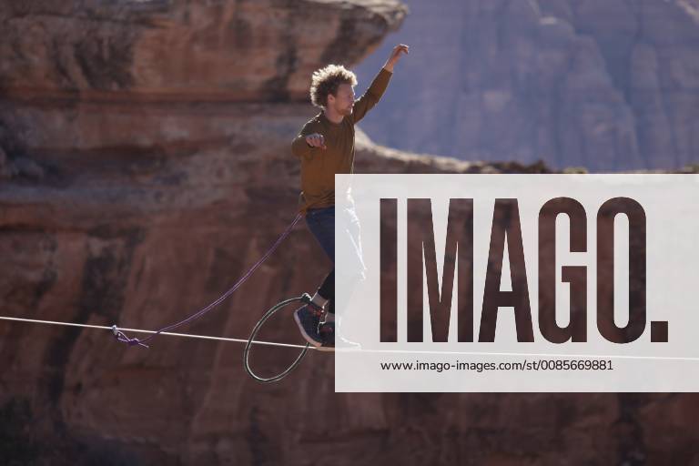 Andy Lewis highlining in Moab Utah, Moab Utah United States