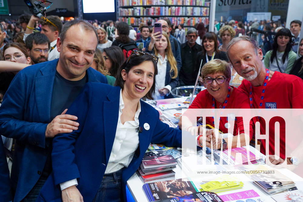 Democratic Party Secretary Elly Schlein and Turin Mayor Stefano Lorusso among the stands at the International Book Fair. Turin, May 15, 2026 Turin Italy - ZUMAa289 20260515_zia_a289_044