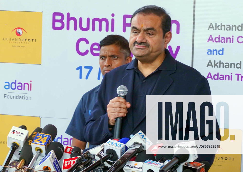 Adani Group Chairman Gautam Adani addresses during the Bhoomi Pujan and inauguration of the Adani Akhand Jyoti Eye Care Hospital at Mastichak, in Saran Saran, May 17 (ANI): Adani Group Chairman Gautam Adani addresses during the Bhoomi Pujan and inauguration of the Adani Akhand Jyoti Eye Care Hospital at Mastichak, in Saran on Sunday. (CMO Bihar ANI Photo) Saran Bihar India