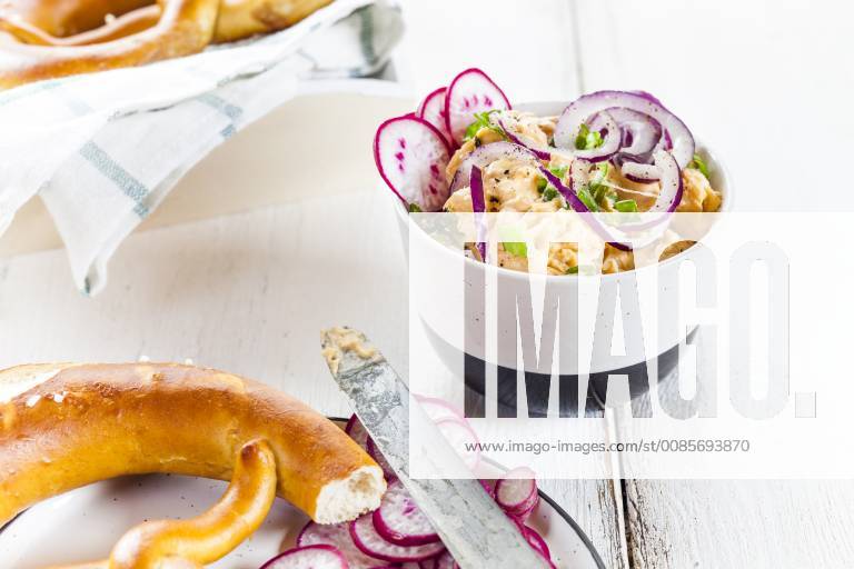 Obatzda with red onion, radish, spring onion and pretzel SBDF03700