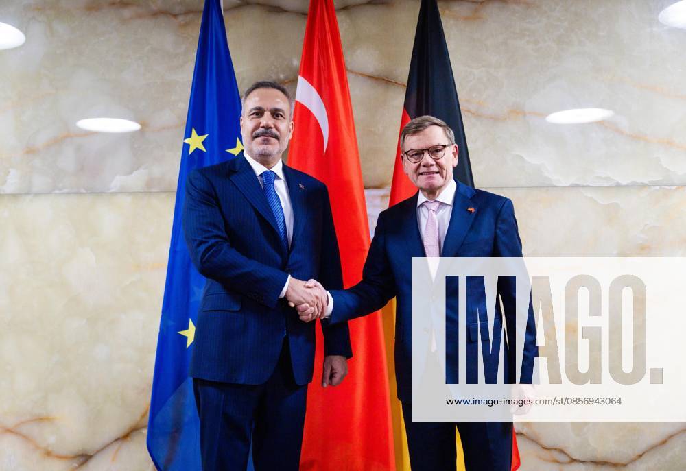 Turkish Foreign Minister Hakan Fidan in Berlin BERLIN, GERMANY - MAY 18: Turkish Foreign Minister Hakan Fidan (L) meets with German Foreign Minister Johann Wadephul (R) ahead of the Third Meeting of the Strategic Dialogue Mechanism between Turkiye and Germany in Berlin, the capital of Germany, on May 18, 2026. Murat Gok Anadolu Berlin Germany. Editorial use only. Please get in touch for any other usage.