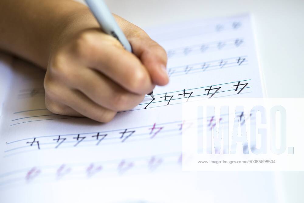 IMAGO Creative: Gesellschaft, Schule, Schulanfang Hand of little girl writing numbers in exercise book, close-up model released Symbolfoto JFEF00894