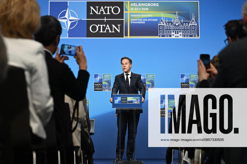 NATO Secretary General Mark Rutte HELSINGBORG, SWEDEN - MAY 22: NATO Secretary General Mark Rutte holds a press conference at the conclusion of the NATO Foreign Ministers Meeting in Helsingborg, Sweden, on May 22, 2026. Dursun Aydemir Anadolu Helsingborg Sweden. Editorial use only. Please get in touch for any other usage.