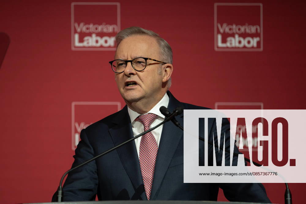 VICTORIAN STATE LABOUR CONFERENCE, Prime Minister Anthony Albanese speaks during the Victorian Labor Partys state conference at Melbourne Park in Melbourne, Saturday, May 23, 2026. ( NO ARCHIVING MELBOURNE VICTORIA AUSTRALIA