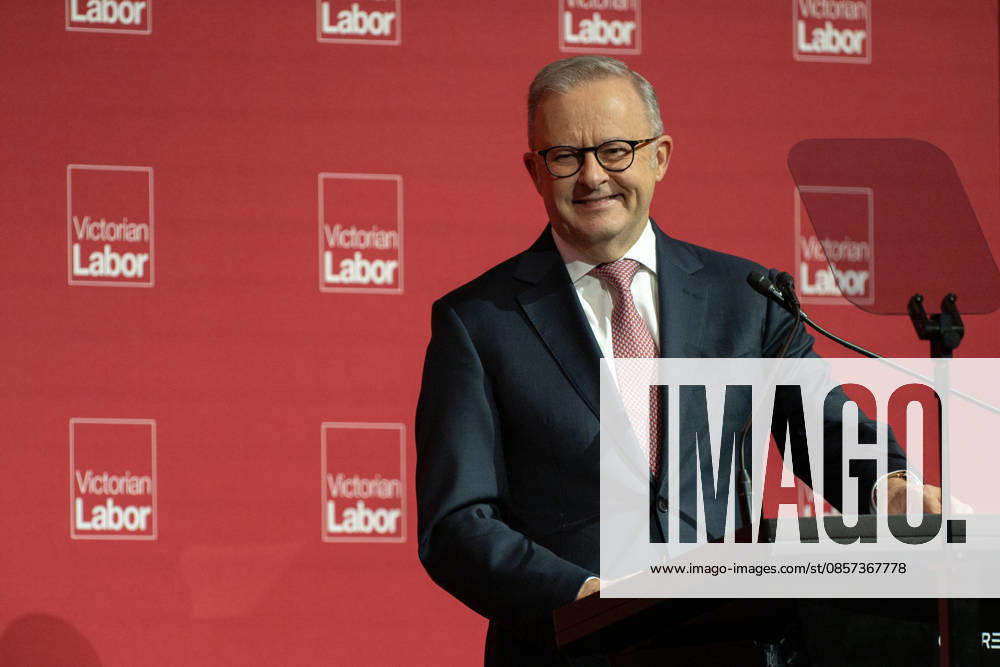 VICTORIAN STATE LABOUR CONFERENCE, Prime Minister Anthony Albanese speaks during the Victorian Labor Partys state conference at Melbourne Park in Melbourne, Saturday, May 23, 2026. ( NO ARCHIVING MELBOURNE VICTORIA AUSTRALIA