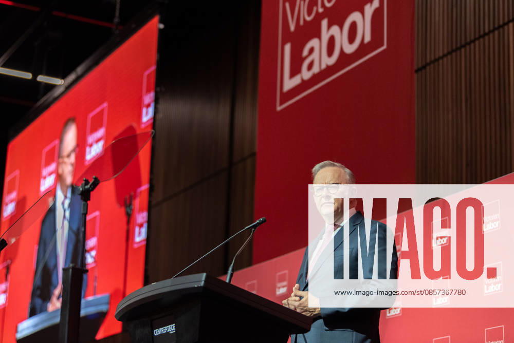 VICTORIAN STATE LABOUR CONFERENCE, Prime Minister Anthony Albanese speaks during the Victorian Labor Partys state conference at Melbourne Park in Melbourne, Saturday, May 23, 2026. ( NO ARCHIVING MELBOURNE VICTORIA AUSTRALIA
