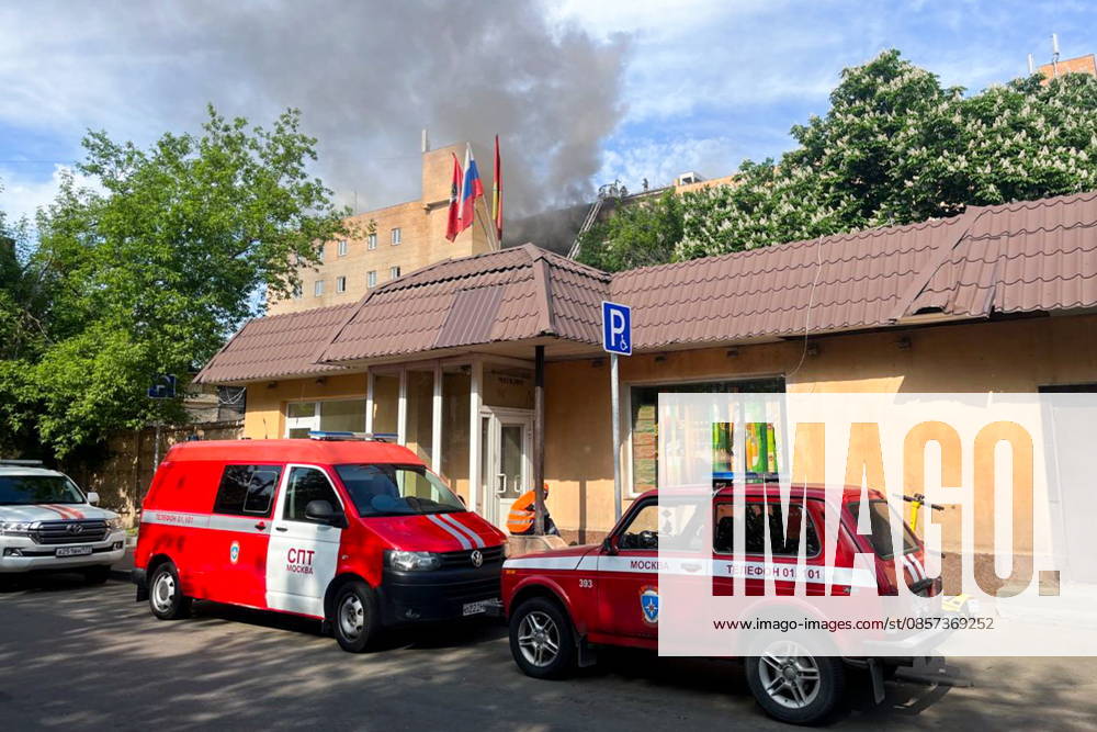RUSSIA, MOSCOW - MAY 23, 2026: A view of a warehouse in south-eastern Moscow hit by fire. Sergei Shakhidzhanyan TASS 92905833