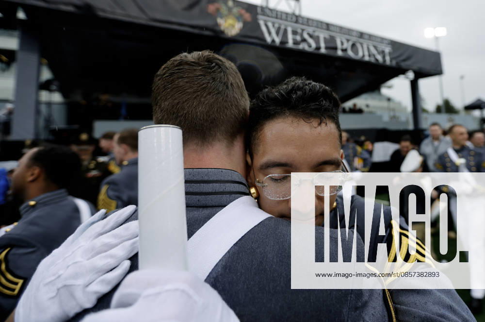 Graduating Cadets embrace at the conclusion of the West Point Class of 2026 s commencement ceremony in Michie Stadium at the United States Military Academy in West Point, New York on Saturday, May 23, 2026. . NYP202605239019 PeterxFoley
