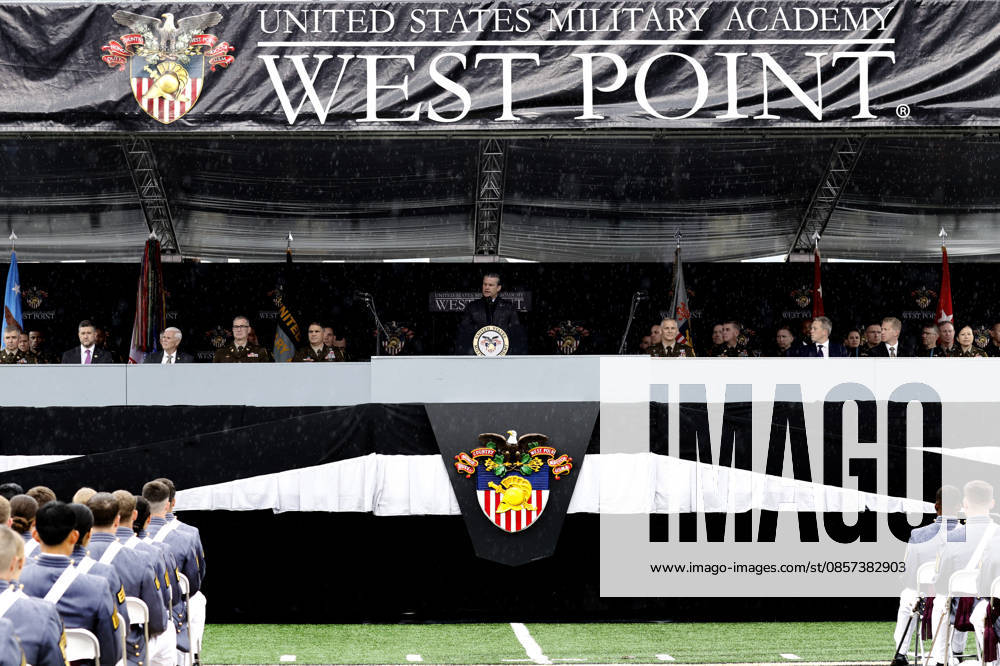 United States Secretary of Defense Pete Hegseth delivers the graduation address at the West Point Class of 2026 s commencement ceremony in Michie Stadium at the United States Military Academy in West Point, New York on Saturday, May 23, 2026. . NYP20260523908 PeterxFoley