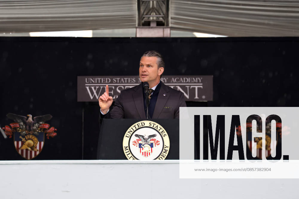 United States Secretary of Defense Pete Hegseth delivers the graduation address at the West Point Class of 2026 s commencement ceremony in Michie Stadium at the United States Military Academy in West Point, New York on Saturday, May 23, 2026. . NYP20260523909 PeterxFoley