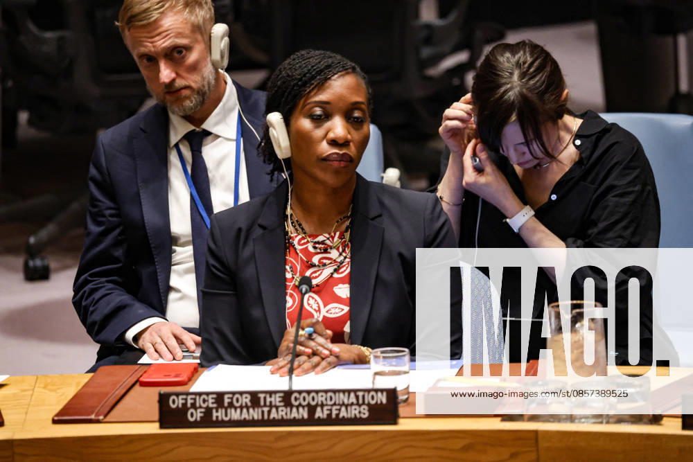 EDEM WOSORNU, Director of the Operations and Advocacy Division at OCHA, listens during an emergency UN Security Council meeting on Ukraine at UNHQ following Russian allegations of a Ukrainian drone strike on a vocational school and student dormitory in Russian-controlled Luhansk, which Ukraine denies targeted civilians. New York USA - ZUMAo116 20260523_znp_o116_010