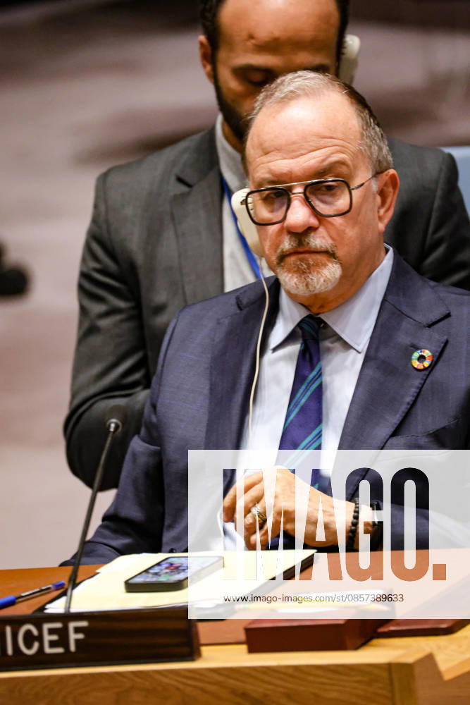 TED CHAIBAN, UNICEF Deputy Executive Director, listens in the UN Security Council during an emergency meeting on Ukraine at UNHQ following Russian allegations of a Ukrainian drone strike on a vocational school and student dormitory in Russian-controlled Luhansk, which Ukraine denies targeted civilians. New York USA - ZUMAo116 20260523_znp_o116_006