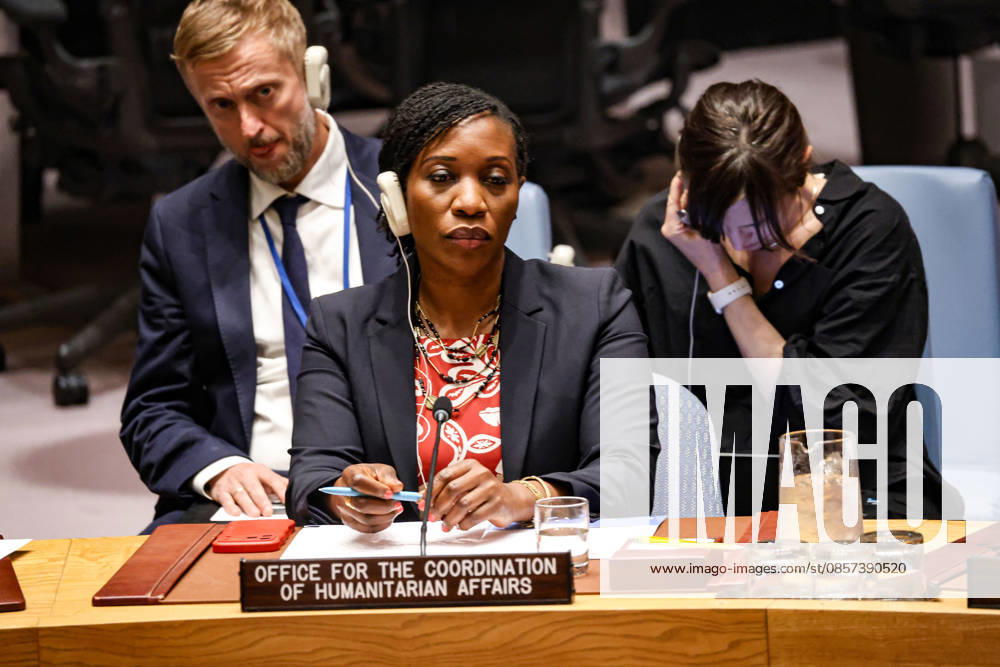 EDEM WOSORNU, Director of the Operations and Advocacy Division at OCHA, listens during an emergency UN Security Council meeting on Ukraine at UNHQ following Russian allegations of a Ukrainian drone strike on a vocational school and student dormitory in Russian-controlled Luhansk, which Ukraine denies targeted civilians. New York USA - ZUMAo116 20260523_znp_o116_007