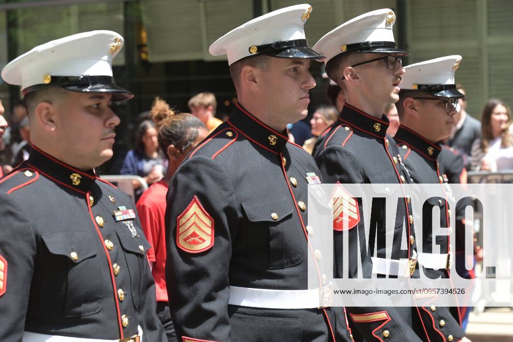 Chicago Memorial Day Parade CHICAGO, ILLINOIS - MAY 23: The Chicago Memorial Day Parade proceeds through the city center, with participants carrying American flags and marching in formation on Saturday, May 23, 2026. The event, held each year before Memorial Day, pays solemn tribute to the men and women of the U.S. Armed Forces who made the ultimate sacrifice. Jacek Boczarski Anadolu Illinois United States. Editorial use only. Please get in touch for any other usage.