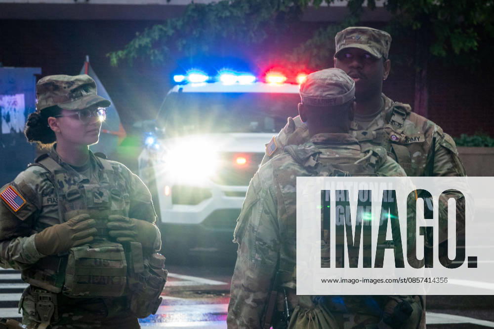 Members of the National Guard stand guard near the site where a gunman fired a volley of shots near the White House before being shot and fatally wounded by U.S. Secret Service police officers. Another person was injured, according to law enforcement officials. Washington, DC, May 23, 2026. Photo: Zuma Press Washington USA - ZUMAmj3_ 20260523_zaf_mj3_010