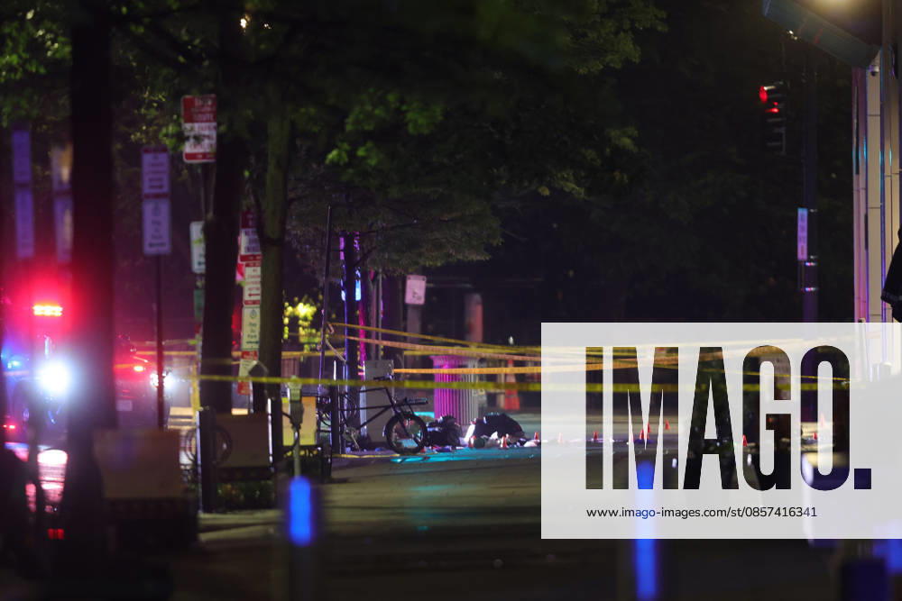 WASHINGTON, D.C. MAY 23: Police Officers investigate after shots were fired after a suspect approached a security checkpoint near the White House and began firing at officers and later died at a hospital near by after being shot by Secret Service officers on May 23, 2026 in Washington, D.C.