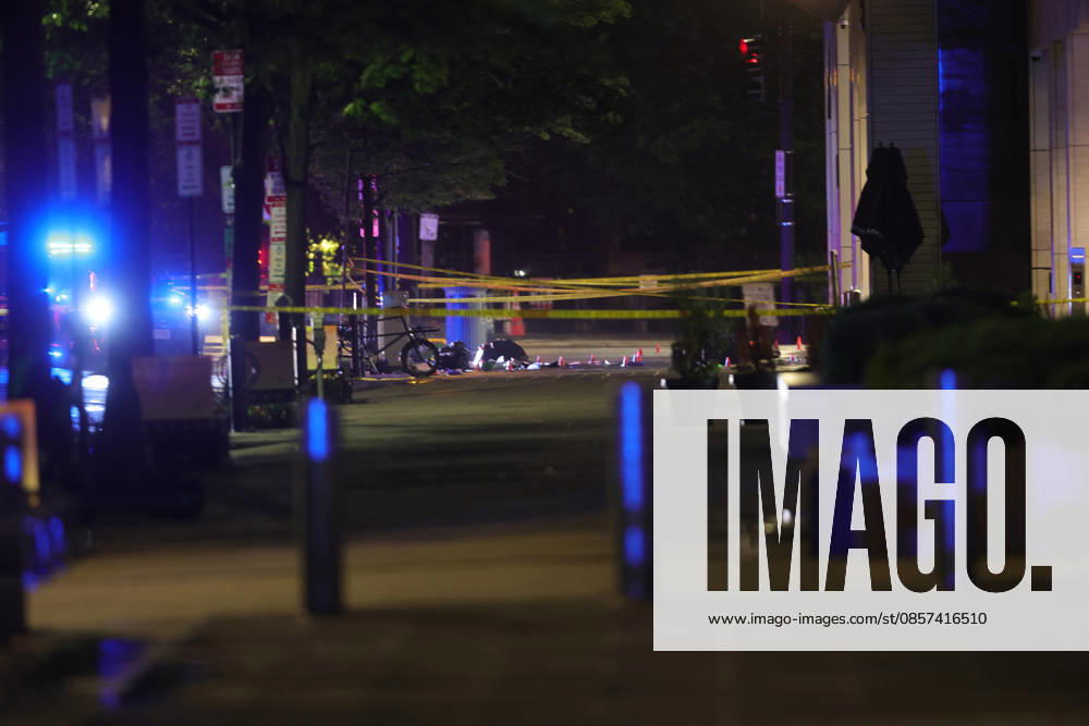 WASHINGTON, D.C. MAY 23: Police Officers investigate after shots were fired after a suspect approached a security checkpoint near the White House and began firing at officers and later died at a hospital near by after being shot by Secret Service officers on May 23, 2026 in Washington, D.C.