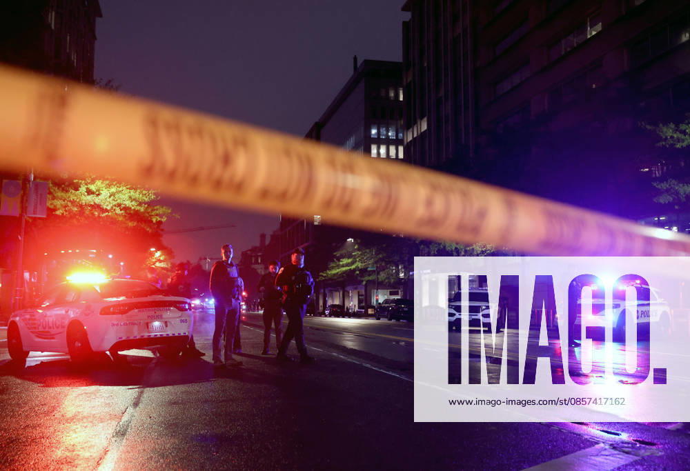 Police tape blocks off a crime scene on a sidewalk on 17th and Pennsylvania Ave near the White House in Washington, DC, USA on May 23, 2026. Police and security forces swarmed the area around the White House on the evening of May 23 after reports of shots fired. Washington USA - ZUMAs337 20260523_znp_s337_018