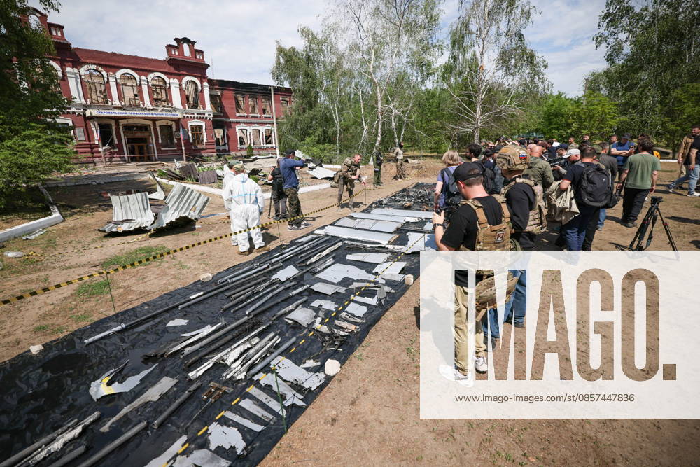 RUSSIA, LUGANSK PEOPLE S REPUBLIC - MAY 24, 2026: Foreign journalists visit the scene of the May 22 Ukrainian drone strike on the main building and dormitory of the Starobelsk Professional Collage under the Lugansk State Pedagogical University in Starobelsk, north of Lugansk. Out of 86 children aged 14 to 18 inside at the time of the strike, the latest figures indicate 21 dead and 42 injured Russia - ZUMAt113 20260524_zaa_t113_142