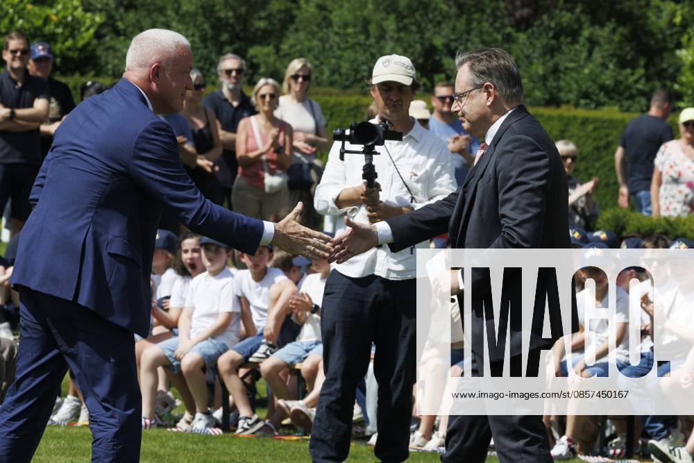 US ambassador to Belgium Bill White and Prime Minister Bart De Wever pictured during the annual Memorial Day ceremony at the Flanders Field American Cemetery, in Waregem, Sunday 24 May 2026. NICOLASxMAETERLINCK 174928900