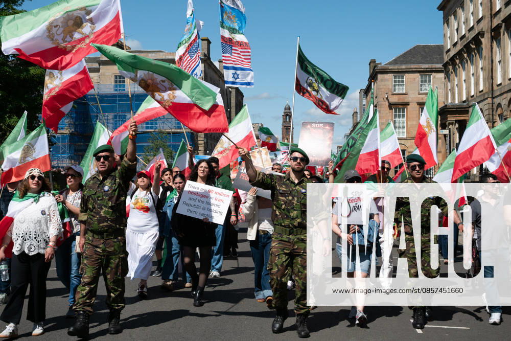 Members of Scotlands Iranian community opposed to the Islamic regime were joined by compatriots from further afield at a demonstration supporting anti-regime protesters imprisoned in Iran following uprisings earlier this year. Protesters voiced concerns over alleged human rights abuses and executions carried out by the regime. Glasgow UK - ZUMAs357 20260524_zip_s357_016