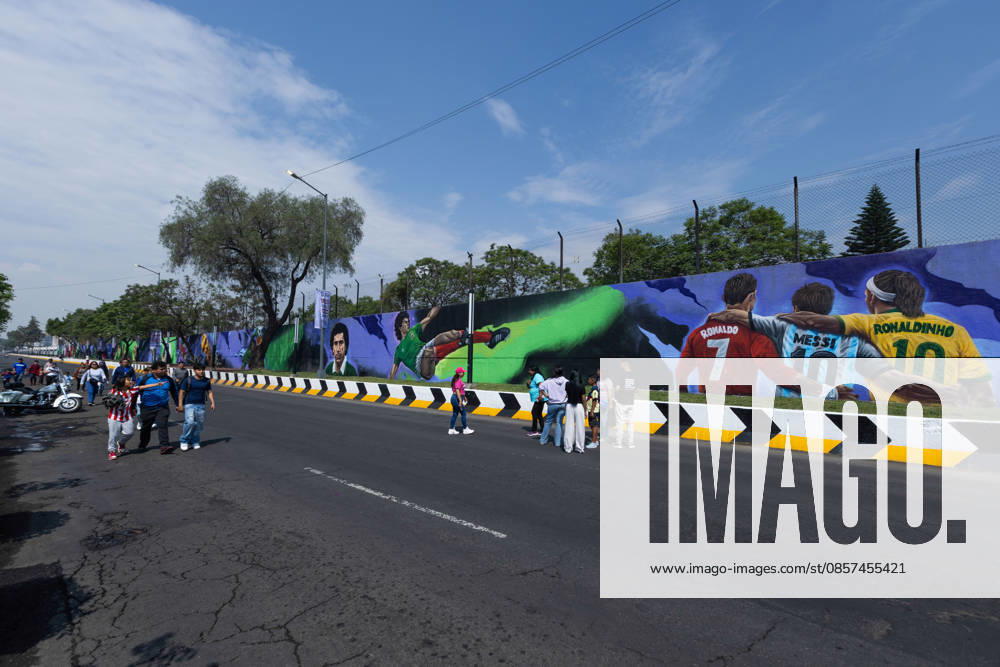 The mural Futbol, recognized as the Guinness World Record largest hand painted brush football mural, was inaugurated in the Martin Carrera neighborhood of Mexico City. Created by Mexican artists, the artwork connects the Mesoamerican ballgame with contemporary football ahead of the 2026 FIFA World Cup. Former soccer players CUAUHTEMOC BLANCO, FRANCISCO KIKIN FONSECA, GERMAN VILLA and ANGEL REYNA attended the event, along with authorities from the Gustavo A. Madero borough and representatives of the Libertad Creativa Intercultural y Objetiva Foundation and the Elena Poniatowska Amor Foundation Mexico City Mexico - ZUMAl178 20260524_znp_l178_022