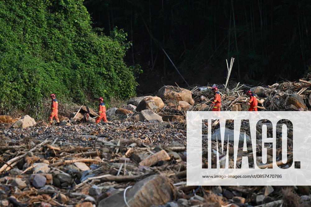 Rescue workers carry out search and rescue operations after extreme rainfalls trigger flash floods and geological disasters on May 24, 2026 in Yongchuan District, Chongqing City, China. Devastating rainstorms struck parts of Southwest China s Chongqing over the weekend, resulting in multiple casualties and missing people in the municipality s Yongchuan and Beibei districts. Rescue efforts are ongoing. As of 2:30 pm on May 24, local authorities reported three deaths and 17 people missing in Yongchuan, with another two people missing in Beibei.