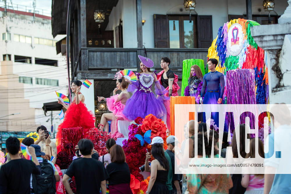 The Chiang Mai Pride Parade 2026 celebrations in Chiang Mai, Thailand - 24 May 2026 Participants wearing colorful costumes perform on a parade float during The Chiang Mai Pride Parade 2026 celebrations. The Chiang Mai Pride Parade 2026 took place in Chiang Mai, Thailand. Chiang Mai province holds Thailandís first Pride Month celebrations annually, promoting gender equality, diversity, and human rights as part of Pride Month activities in northern Thailand. Chiang Mai Thailand
