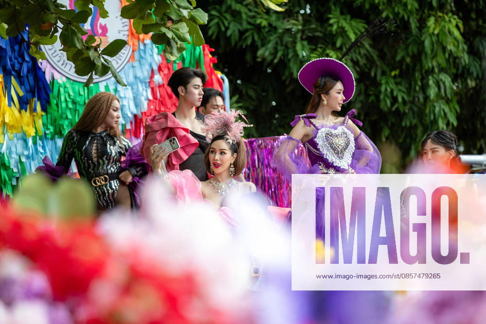Participants dressed in colorful costumes pose on a parade float while one participant takes a selfie during The Chiang Mai Pride Parade 2026 celebrations . The Chiang Mai Pride Parade 2026 took place in Chiang Mai, Thailand. Chiang Mai province holds Thailandis first Pride Month celebrations annually, promoting gender equality, diversity, and human rights as part of Pride Month activities in northern Thailand. Chiang Mai Thailand - ZUMAs197 20260524_aaa_s197_129