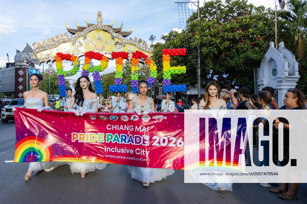 Participants hold a banner during The Chiang Mai Pride Parade 2026 celebrations. The Chiang Mai Pride Parade 2026 took place in Chiang Mai, Thailand. Chiang Mai province holds Thailandis first Pride Month celebrations annually, promoting gender equality, diversity, and human rights as part of Pride Month activities in northern Thailand. Chiang Mai Thailand - ZUMAs197 20260524_aaa_s197_134
