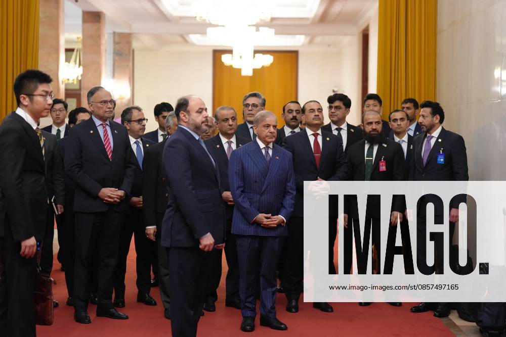 Pakistani Prime Minister Shehbaz Sharif arrives at the Great Hall of the People on May 25, 2026 in Beijing, China. Chinese President Xi Jinping met with Pakistani Prime Minister Shehbaz Sharif in Beijing on May 25.
