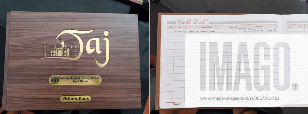 A glimpse of the Visitors Book as US Secretary of State Marco Rubio (unseen) writes a remark during his visit to the Taj Mahal Agra, May 25 (ANI): Combo Picture A glimpse of the Visitors Book as US Secretary of State Marco Rubio (unseen) writes a remark during his visit to the Taj Mahal with his wife Jeanette D. Rubio, in Agra on Monday. Agra Uttar Pradesh India