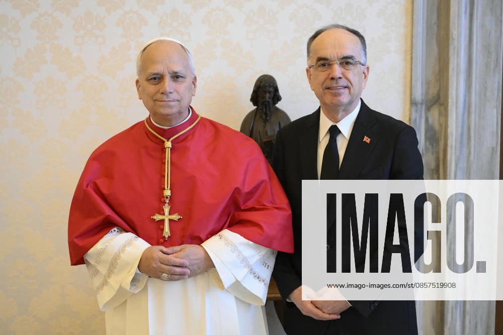 ITALY - POPE LEO XIV RECEIVES IN PRIVATA AUDIENCE HIS EXCELLENCY NR BAJRAM BAGAJ IN THE VATICAN- 2026 5 25 Italy, Rome, Vatican, 2026 5 25.Pope Leo XIV receives in a private audience His Excellency Mr. Bajram Begaj, President of the Republic of Albania in The Vatican - NO BOOKS