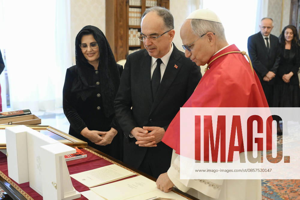 ITALY - POPE LEO XIV RECEIVES IN PRIVATA AUDIENCE HIS EXCELLENCY NR BAJRAM BAGAJ IN THE VATICAN- 2026 5 25 Italy, Rome, Vatican, 2026 5 25.Pope Leo XIV receives in a private audience His Excellency Mr. Bajram Begaj, President of the Republic of Albania in The Vatican - NO BOOKS