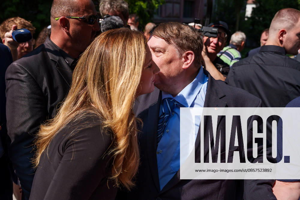 Mayor of Brno MARKETA VANKOVA and Spokesman of the Sudeten German Landsmannschaft BERND POSSELT (CSU) during a commemorative ceremony honoring the victims of Nazism in Brno, Czech Republic, on May 25, 2026. The 76th Congress of Sudeten Germans took place in Brno, Czech Republic, from May 22 to 25, 2026, marking the first time the event was held in the country. Brno Czech Republic - ZUMAc315 20260525_zsp_c315_039