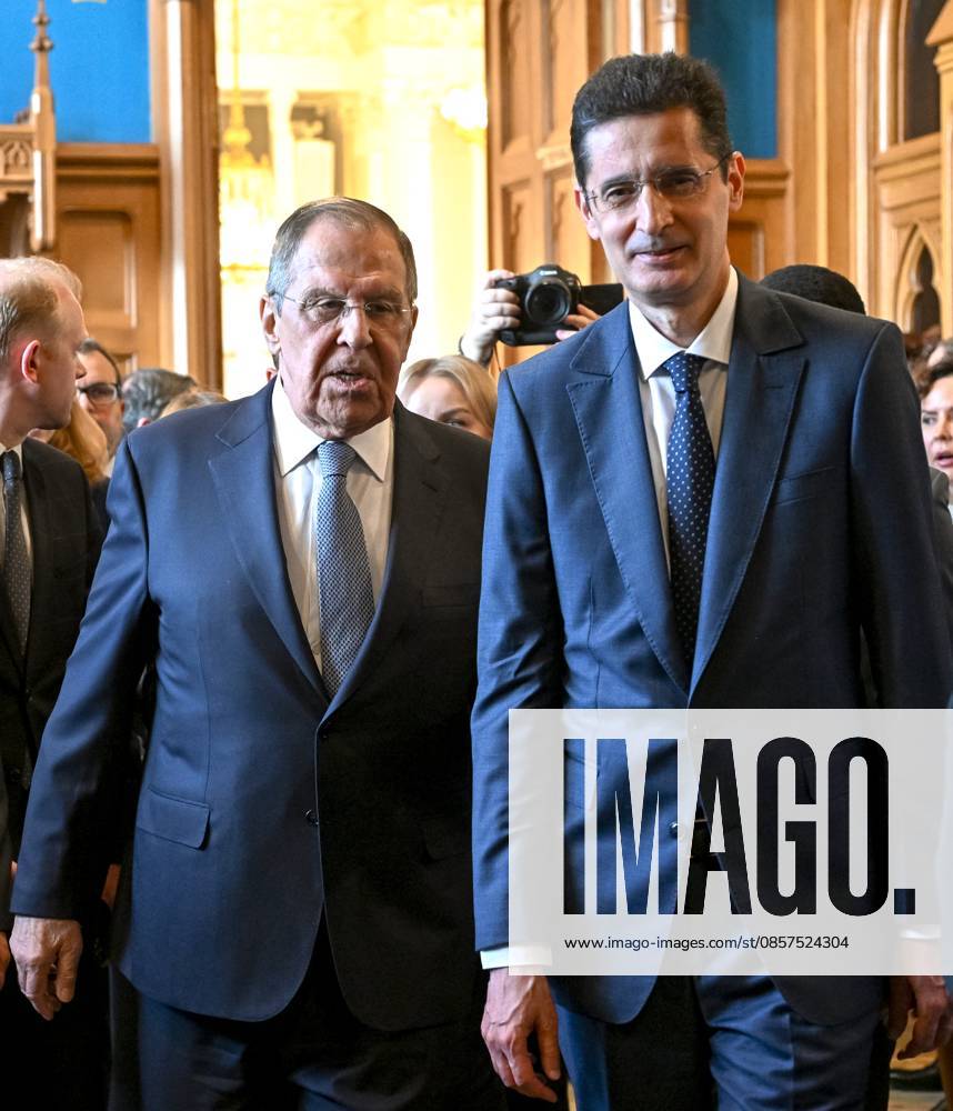 Russia Africa Day 9173298 25.05.2026 Russian Foreign Minister Sergey Lavrov and Ambassador of Morocco to Russia Lotfi Bouchaara attend a gala reception for heads of diplomatic missions to mark Africa Day in Moscow, Russia. Kristina Solovyova Sputnik Moscow Russia
