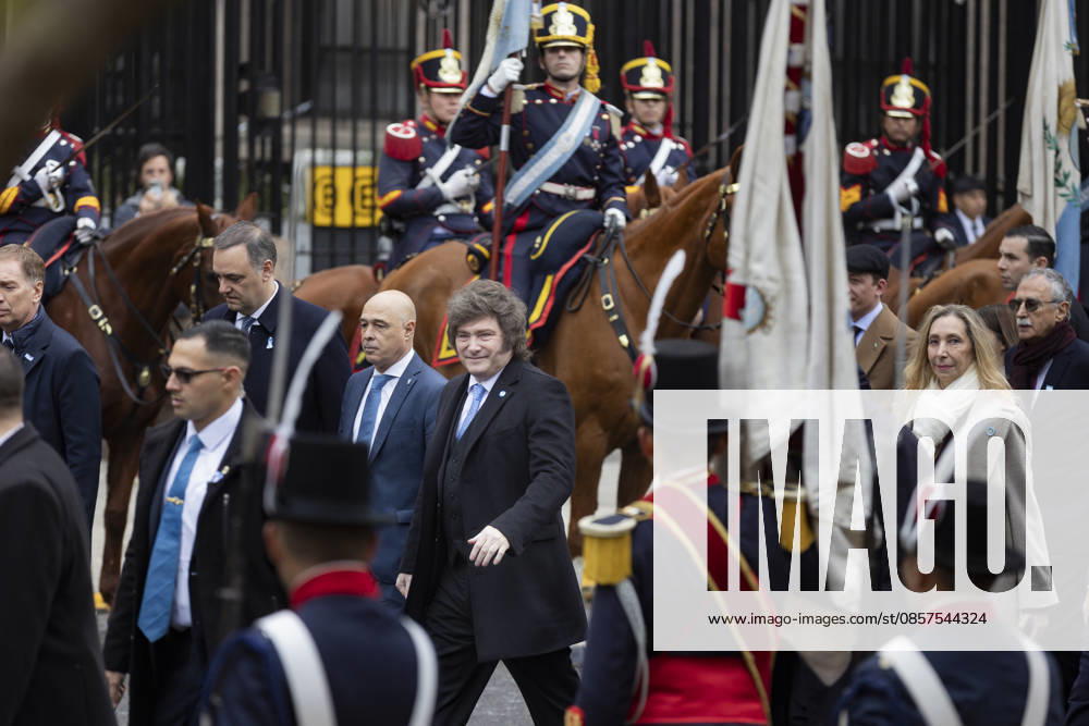 Argentina: President Javier Milei leads the Tedeum. President Javier Milei presides over the traditional Tedeum at the Metropolitan Cathedral. This religious ceremony celebrates the Revolution of May 25, 1810, a historic date marking the establishment of Argentinas first national government. In the photo: Javier Milei, President of Argentina, arriving at the Cathedral. Buenos Aires Argentina