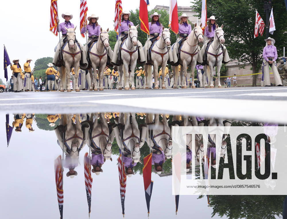 Members of the Six White Horses team from Hardin-Simmons University take part in the National Memorial Day Parade on Constitution Avenue in Washington, DC, USA, on May 25, 2026. The parade has been held annually since 2005, marking its 21st anniversary. Washington USA - ZUMAs337 20260525_znp_s337_034