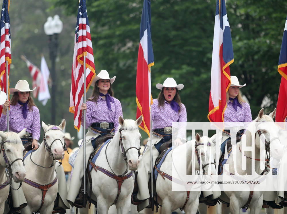 Members of the Six White Horses team from Hardin-Simmons University take part in the National Memorial Day Parade on Constitution Avenue in Washington, DC, USA, on May 25, 2026. The parade has been held annually since 2005, marking its 21st anniversary. Washington USA - ZUMAs337 20260525_znp_s337_001