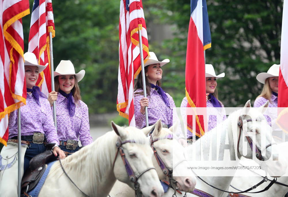 Members of the Six White Horses team from Hardin-Simmons University take part in the National Memorial Day Parade on Constitution Avenue in Washington, DC, USA, on May 25, 2026. The parade has been held annually since 2005, marking its 21st anniversary. Washington USA - ZUMAs337 20260525_znp_s337_003
