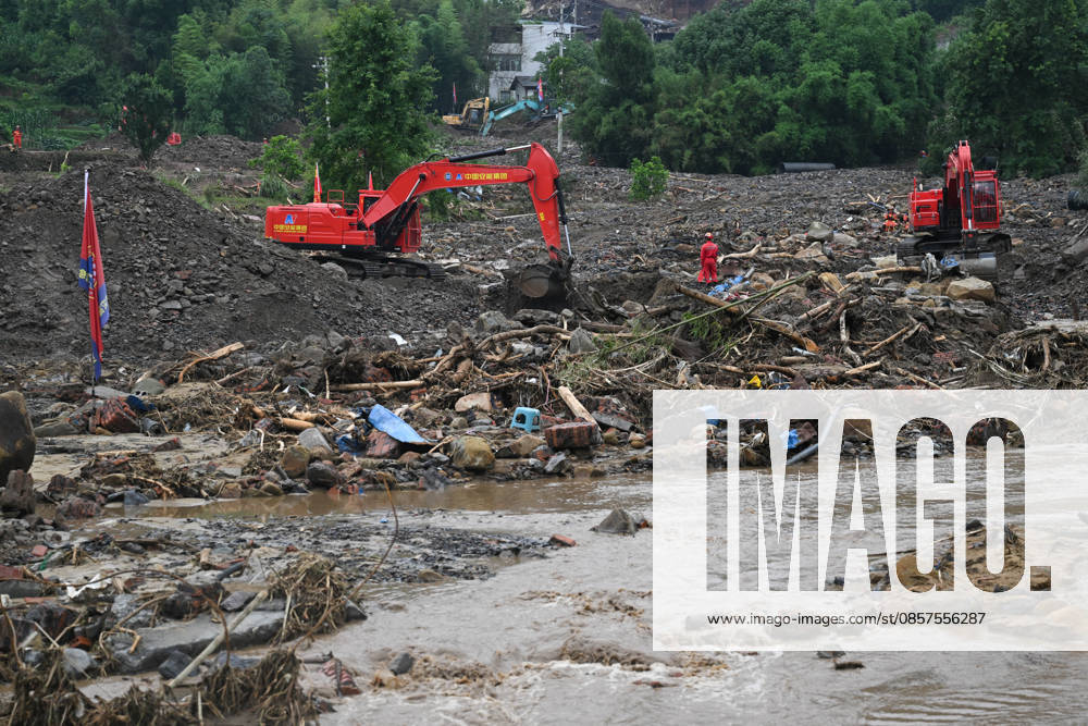 Rescuers carry out search and rescue work at the disaster-hit area after a heavy rainstorm hit Yongchuan District on May 25, 2026 in Chongqing, China. Record-breaking torrential rain battered Yongchuan District in southwest China s Chongqing Municipality from late May 23 to May 24, triggering flash floods, landslides and mudslides. Rescue operations are still underway as multiple towns and subdistricts suffered severe damage.