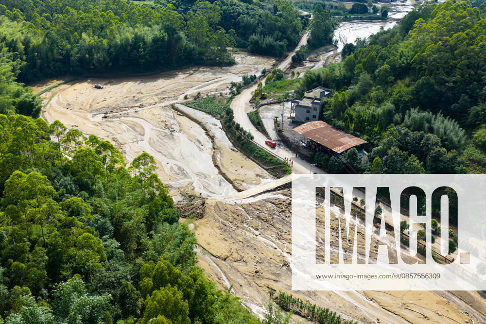 Mud and sediment accumulate in a river after a heavy rainstorm hit Yongchuan District on May 25, 2026 in Chongqing, China. Record-breaking torrential rain battered Yongchuan District in southwest China s Chongqing Municipality from late May 23 to May 24, triggering flash floods, landslides and mudslides. Rescue operations are still underway as multiple towns and subdistricts suffered severe damage.