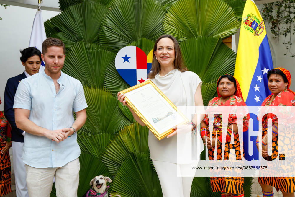 Maria Corina Machado visits Panama PANAMA CITY, PANAMA - MAY 25: Venezuelan opposition leader and winner of the Nobel Peace Prize Maria Corina Machado receives a gift as she arrives to the National Assembly in Panama City, Panama on May 25, 2026. Machado who is announced her candidacy for the presidency of Venezuela, is visiting Panama as part of a regional tour, during which she is set to meet with members of the Venezuelan diaspora and Panamanian President Jose Raul Mulino. Daniel Gonzalez Anadolu Panama City Panama. Editorial use only. Please get in touch for any other usage.