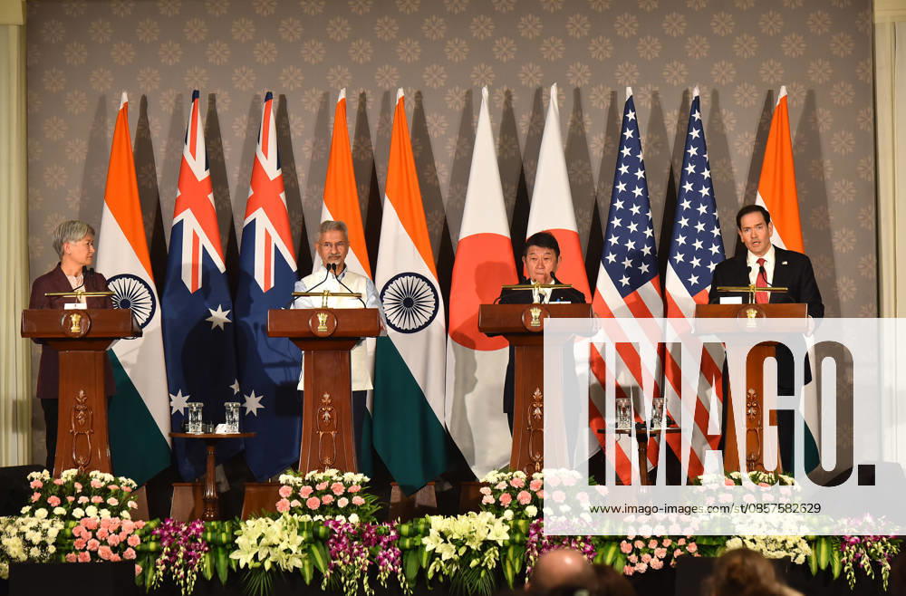 Wong - Jaishankar - Motegi - Rubio joint press conference in New Delhi NEW DELHI, INDIA - MAY 26: From (L-R) Australian Foreign Minister Penny Wong, Indian Minister of External Affairs Subrahmanyam Jaishankar, Japanese Foreign Minister Toshimitsu Motegi, and US Secretary of State Marco Rubio, attend a joint press conference following the Quad Foreign Ministers Meeting at the Hyderabad House, in New Delhi, India on May 26, 2026. Imtiyaz Khan Anadolu New Delhi India. Editorial use only. Please get in touch for any other usage.
