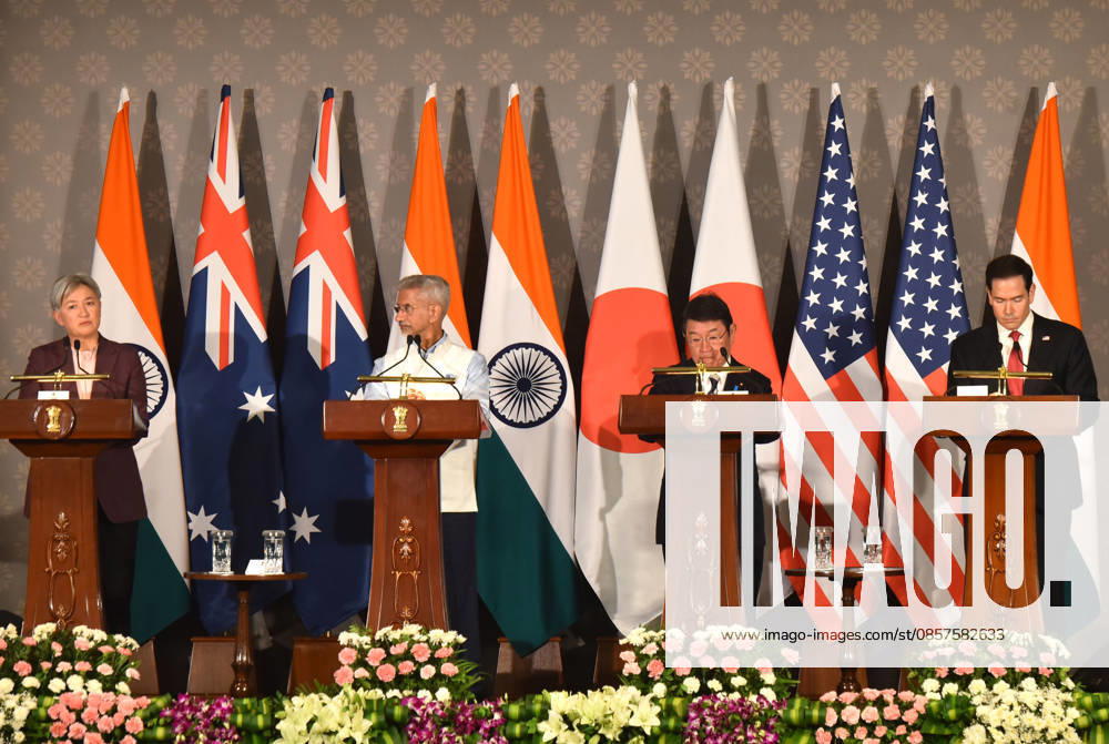 Wong - Jaishankar - Motegi - Rubio joint press conference in New Delhi NEW DELHI, INDIA - MAY 26: From (L-R) Australian Foreign Minister Penny Wong, Indian Minister of External Affairs Subrahmanyam Jaishankar, Japanese Foreign Minister Toshimitsu Motegi, and US Secretary of State Marco Rubio, attend a joint press conference following the Quad Foreign Ministers Meeting at the Hyderabad House, in New Delhi, India on May 26, 2026. Imtiyaz Khan Anadolu New Delhi India. Editorial use only. Please get in touch for any other usage.
