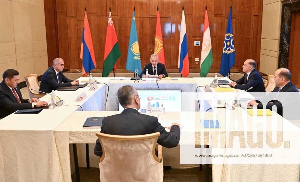 Russia CSTO Security Council Secretaries 9173449 26.05.2026 Belarusian Security Council Secretary Alexander Volfovich, Kazakh Security Council Secretary Gizat Nurdauletov, Kyrgyz Security Council Secretary Adilet Orozbekov, Russian Security Council Secretary Sergei Shoigu, Tajik Security Council Secretary Yusuf Rahmon and Secretary General of the Collective Security Treaty Organization (CSTO) Taalatbek Masadykov attend a meeting of the CSTO Committee of Security Councils Secretaries in Moscow, Russia. Stanislav Krasilnikov Sputnik Moscow Russia