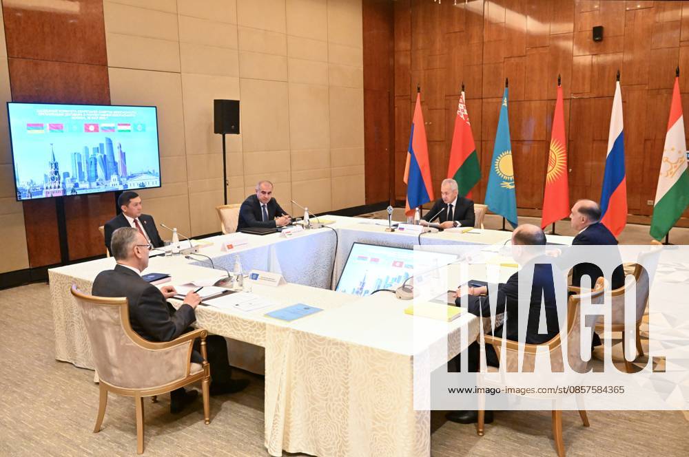Russia CSTO Security Council Secretaries 9173454 26.05.2026 Belarusian Security Council Secretary Alexander Volfovich, Kazakh Security Council Secretary Gizat Nurdauletov, Kyrgyz Security Council Secretary Adilet Orozbekov, Russian Security Council Secretary Sergei Shoigu, Tajik Security Council Secretary Yusuf Rahmon and Secretary General of the Collective Security Treaty Organization (CSTO) Taalatbek Masadykov attend a meeting of the CSTO Committee of Security Councils Secretaries in Moscow, Russia. Stanislav Krasilnikov Sputnik Moscow Russia