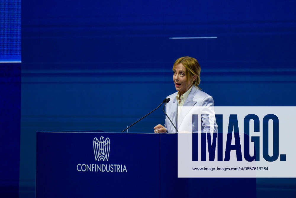 President of the Council of Ministers Giorgia Meloni speaks during the Confindustria Annual Assembly in Rome on May 26, 2026 Rome Italy - ZUMAn299 20260526_zip_n299_011