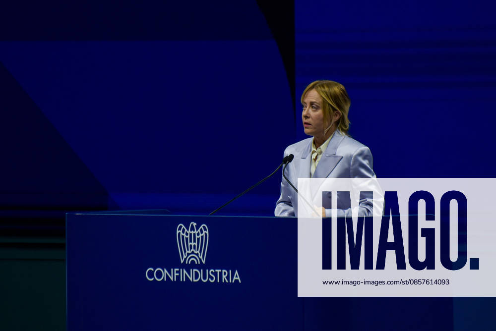President of the Council of Ministers Giorgia Meloni speaks during the Confindustria Annual Assembly in Rome on May 26, 2026 Rome Italy - ZUMAn299 20260526_zip_n299_029