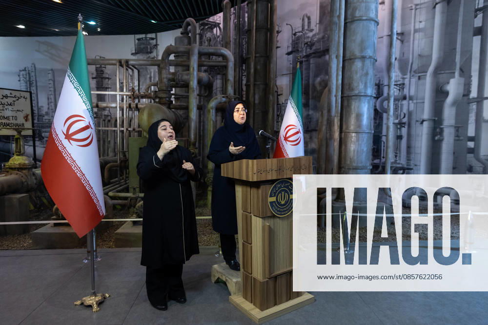 Fatemeh Mohajerani, spokesperson of the Iranian government, in Tehran - 26 May 2026 Fatemeh Mohajerani, spokesperson of the Iranian government, speaks during her weekly press conference beside a model of the Abadan Oil Refinery at the Museum of the Holy Defense in Tehran. Tehran Iran